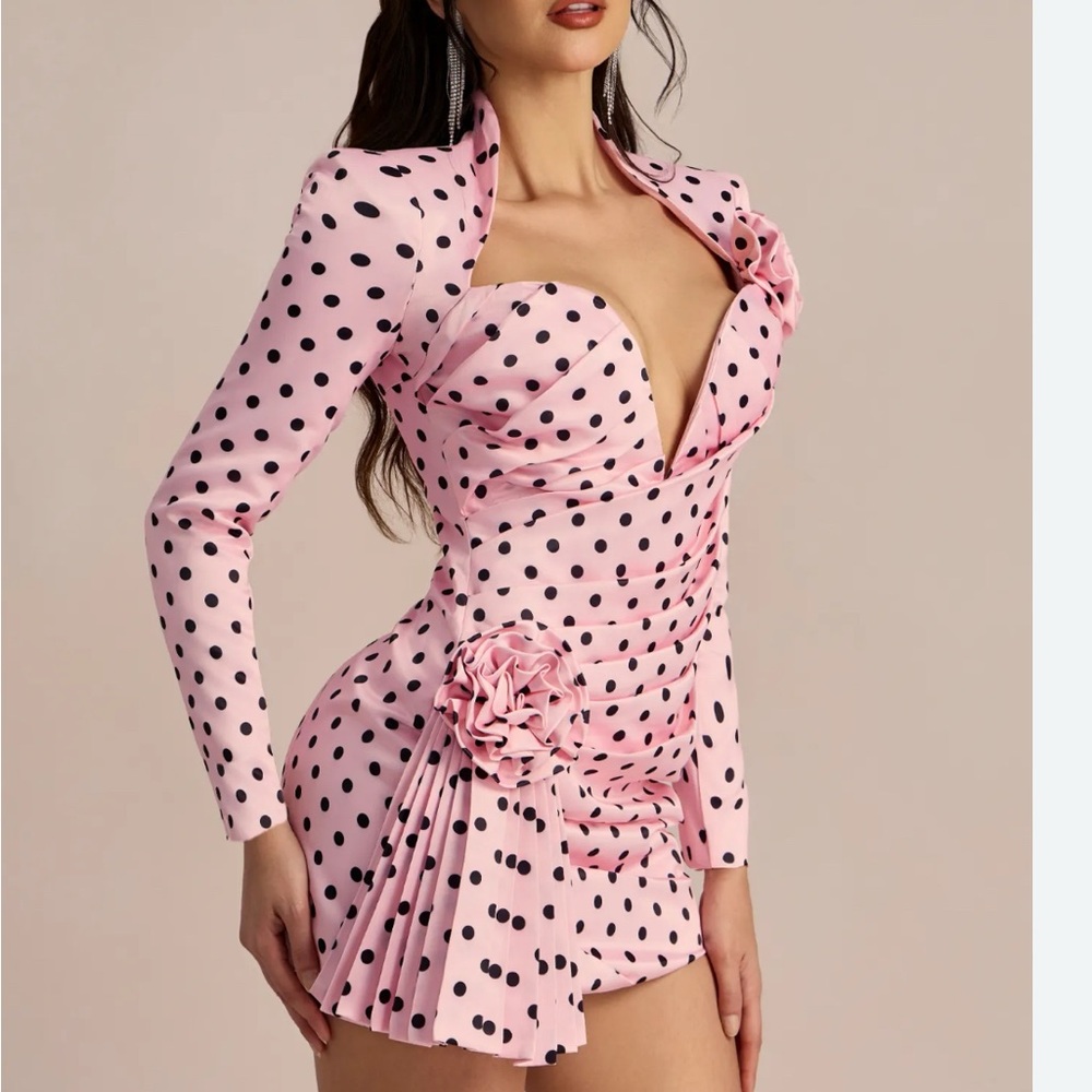 Atoir Pink Dress with Black Polka Dots